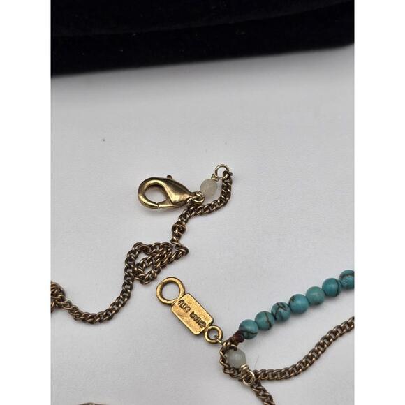 Chan Luu 38" Turquoise White Quartz Necklace Gold Coin - Picture 4 of 8